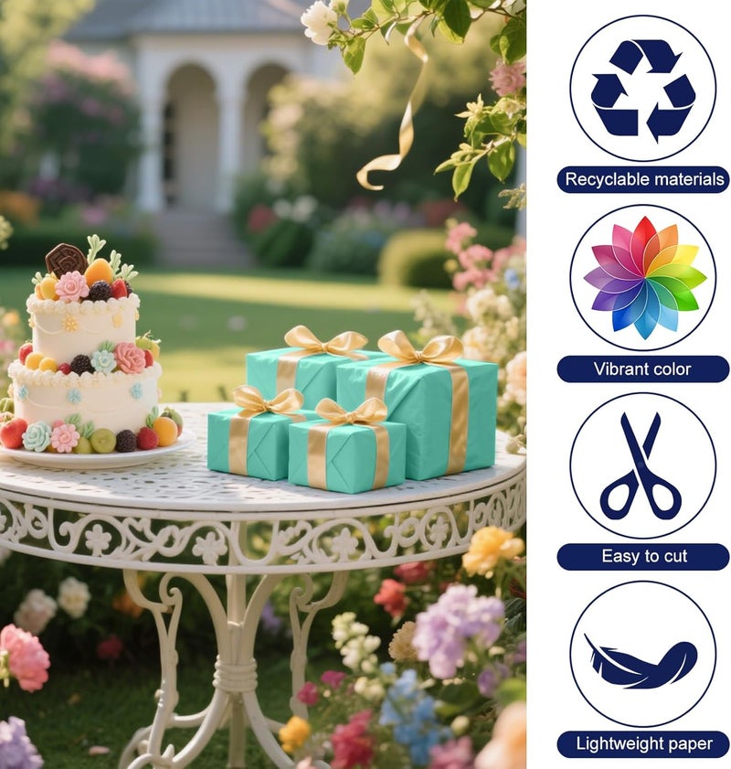 PLULON 60 Sheets Mint Green Tissue Paper for Gift Bags, Gift Wrapping Tissue Paper Bulk for Packaging 14 x 20 Inch Art Crafts Decorative Floral Wedding Birthday Party Decor - Image 2